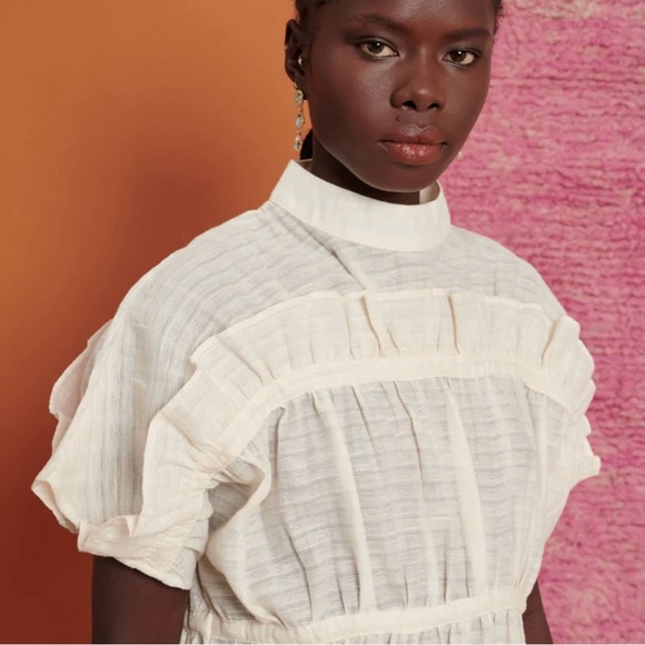 Ghospell Yasmin Ruched top - size medium+ in cream - Picture 6 of 11